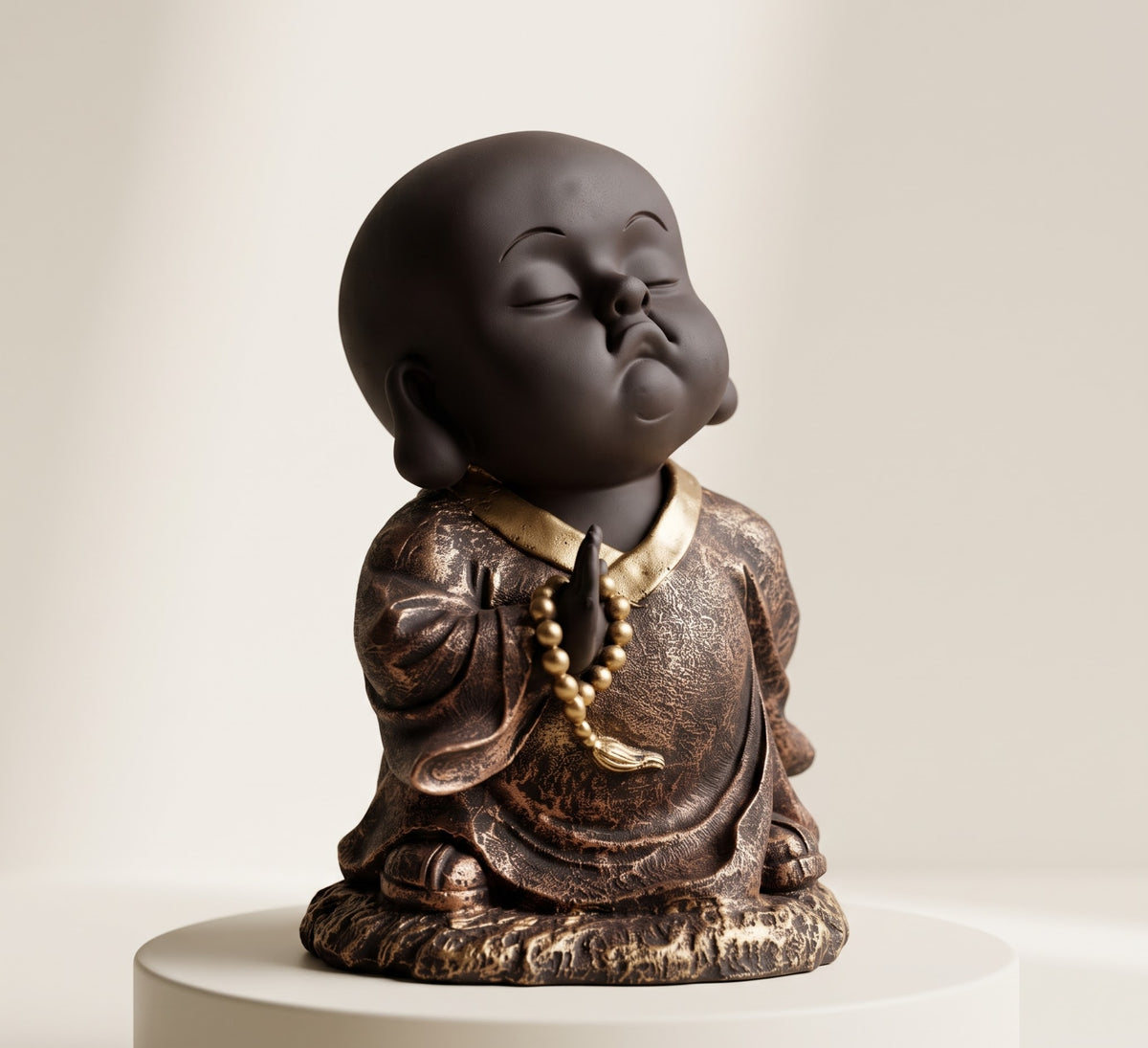 Tranquil Monk Blessing Bronze Meditation Statue