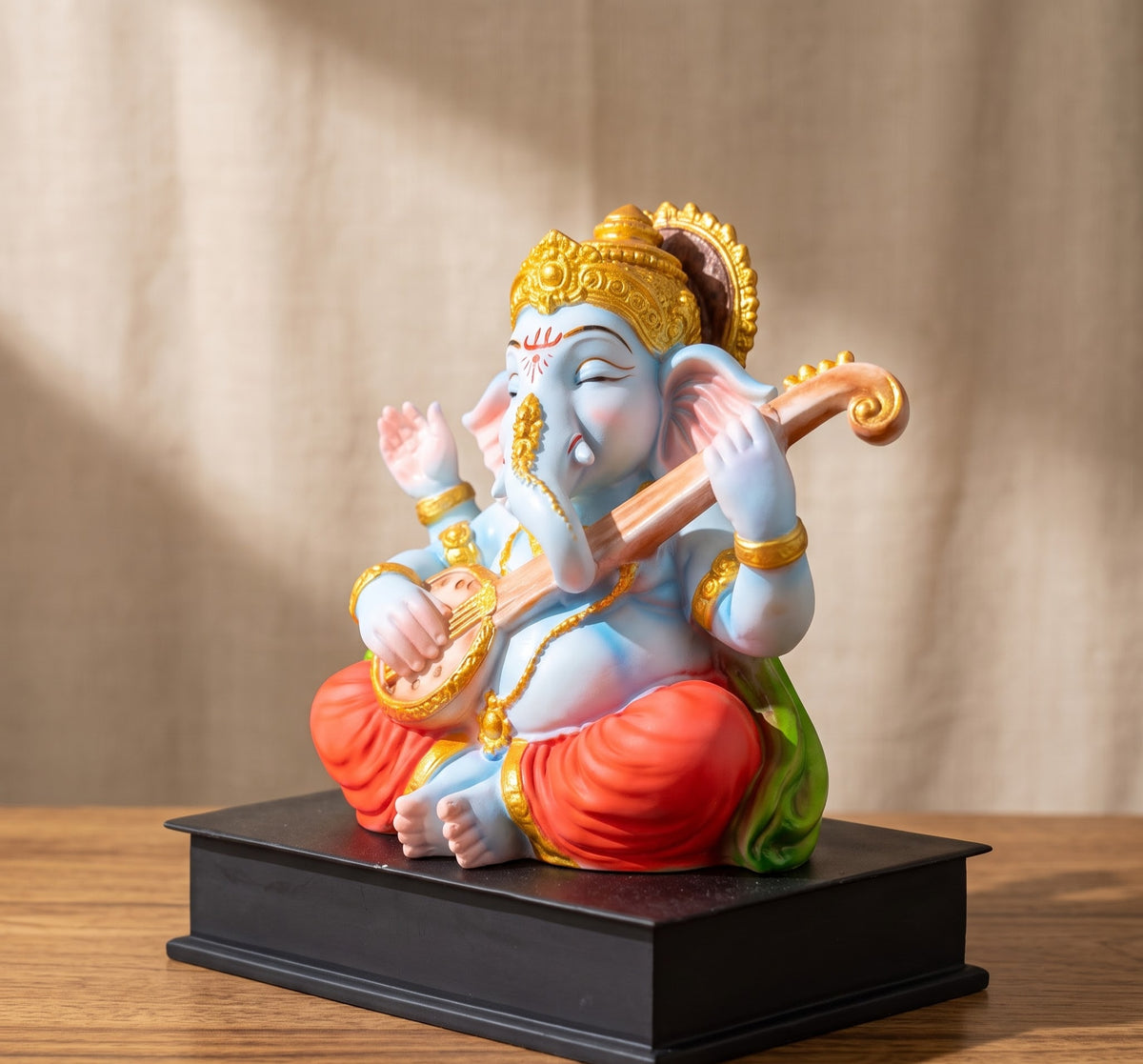 Swaram Ganesha Tabletop Musical Sculpture - Detailed Artisan View 4 | House of Mandana