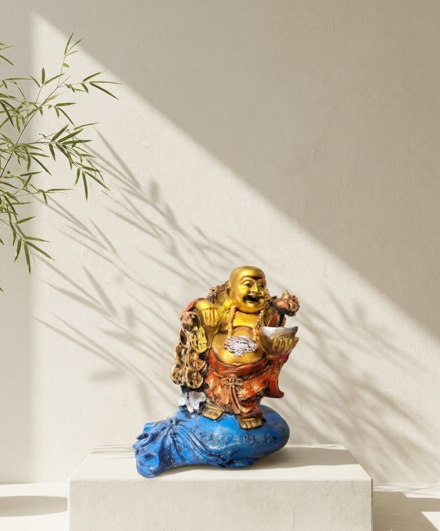 Crimson Fortune Laughing Buddha Statue