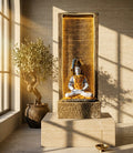 Meditating Lord Shiva Cascading Water Feature - Handcrafted Solid Luxury Decorative Fountains | House of Mandana