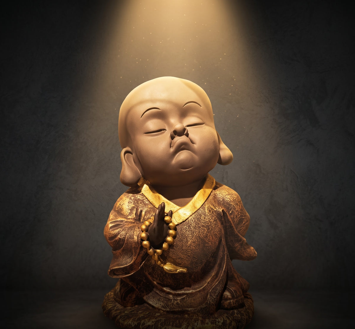 Tranquil Monk Blessing Bronze Meditation Statue