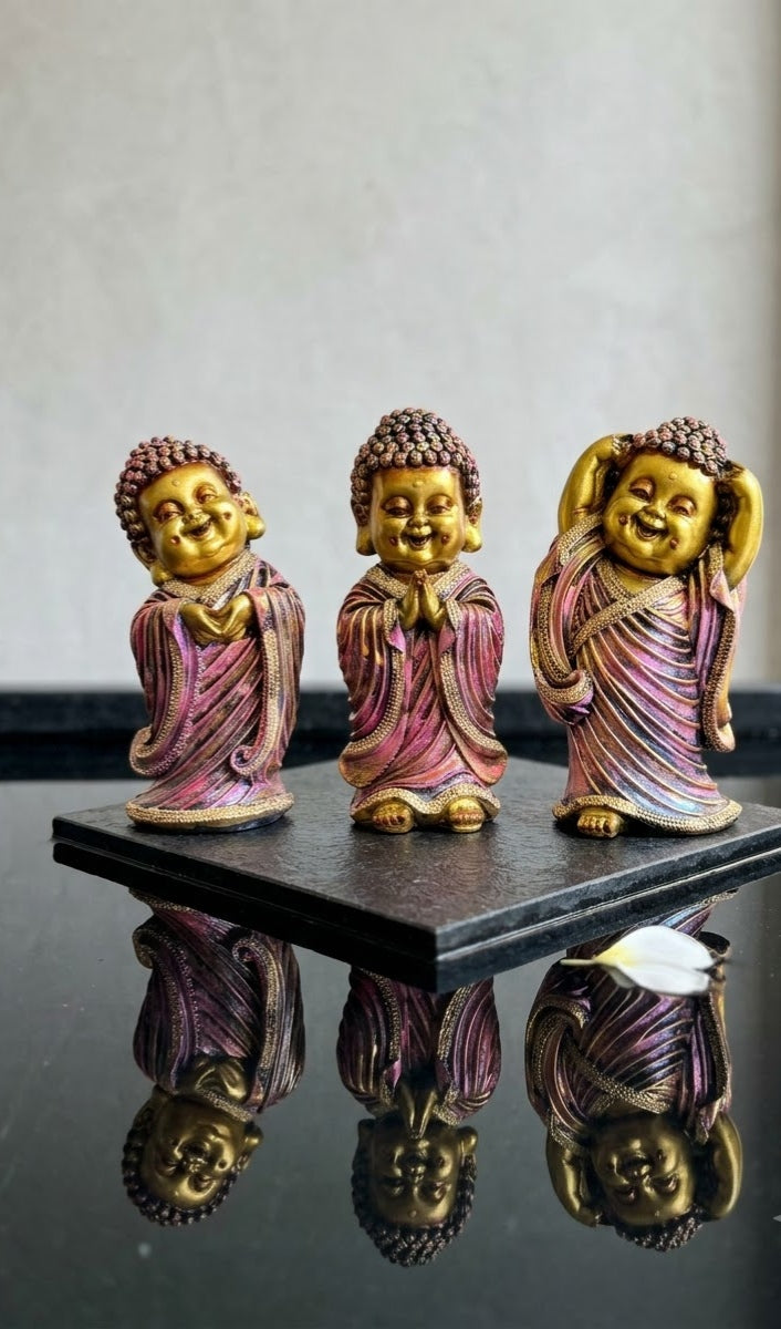 Radiant Little Monk Trio Figurine Set