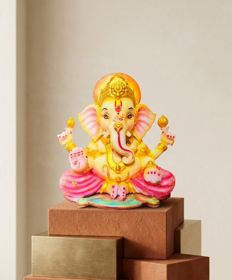 Rose Aura Ganesha Handcrafted Murti