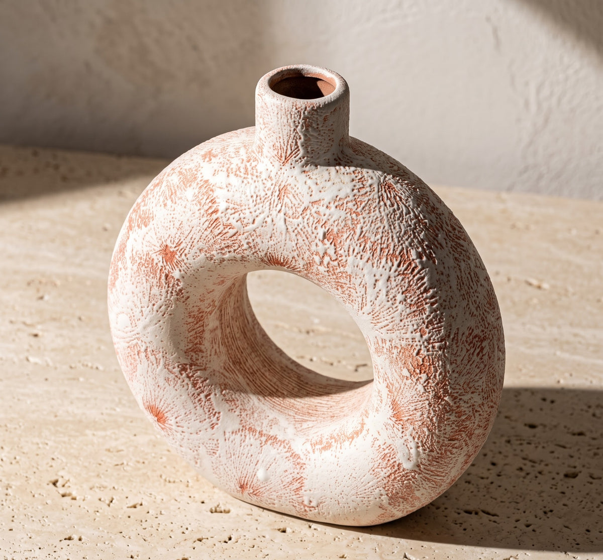 Sculptural Ring Vase – Terracotta Coral - Living Room & Mandir Decor Placement | House of Mandana