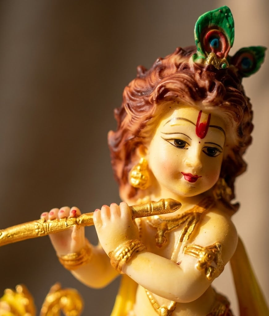 Krishna's Golden Melody Standing Flutist Heirloom Murti