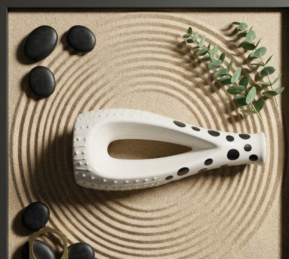 Sculpted Feminine Silhouette Ceramic Vase - Detailed Artisan View 6 | House of Mandana