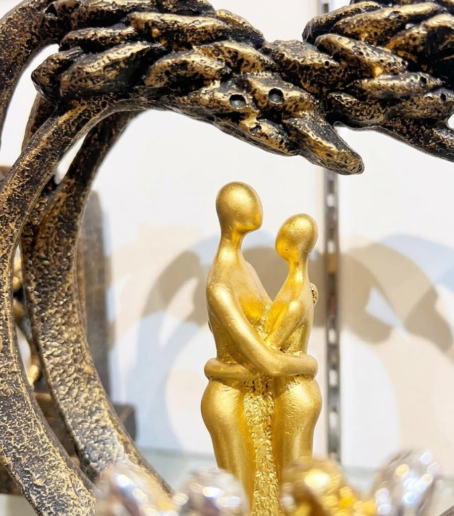 Eternal Bond Couple Heart-Framed Modern Sculpture