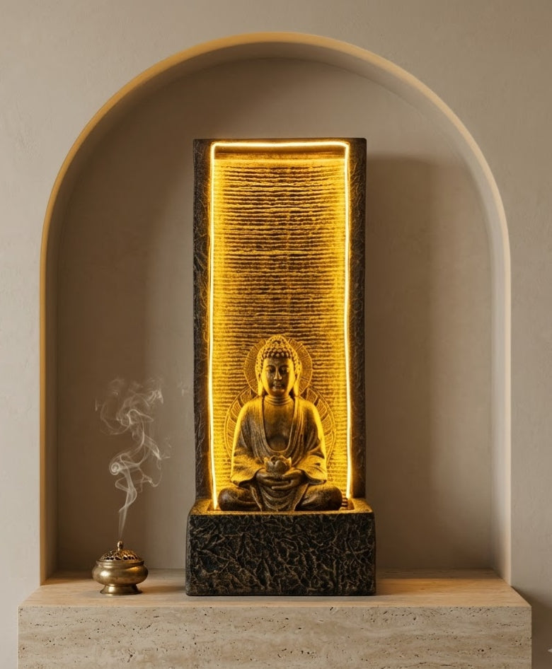 Bodhi Grove Cascading Buddha Water Fountain - Detailed Artisan View 6 | House of Mandana