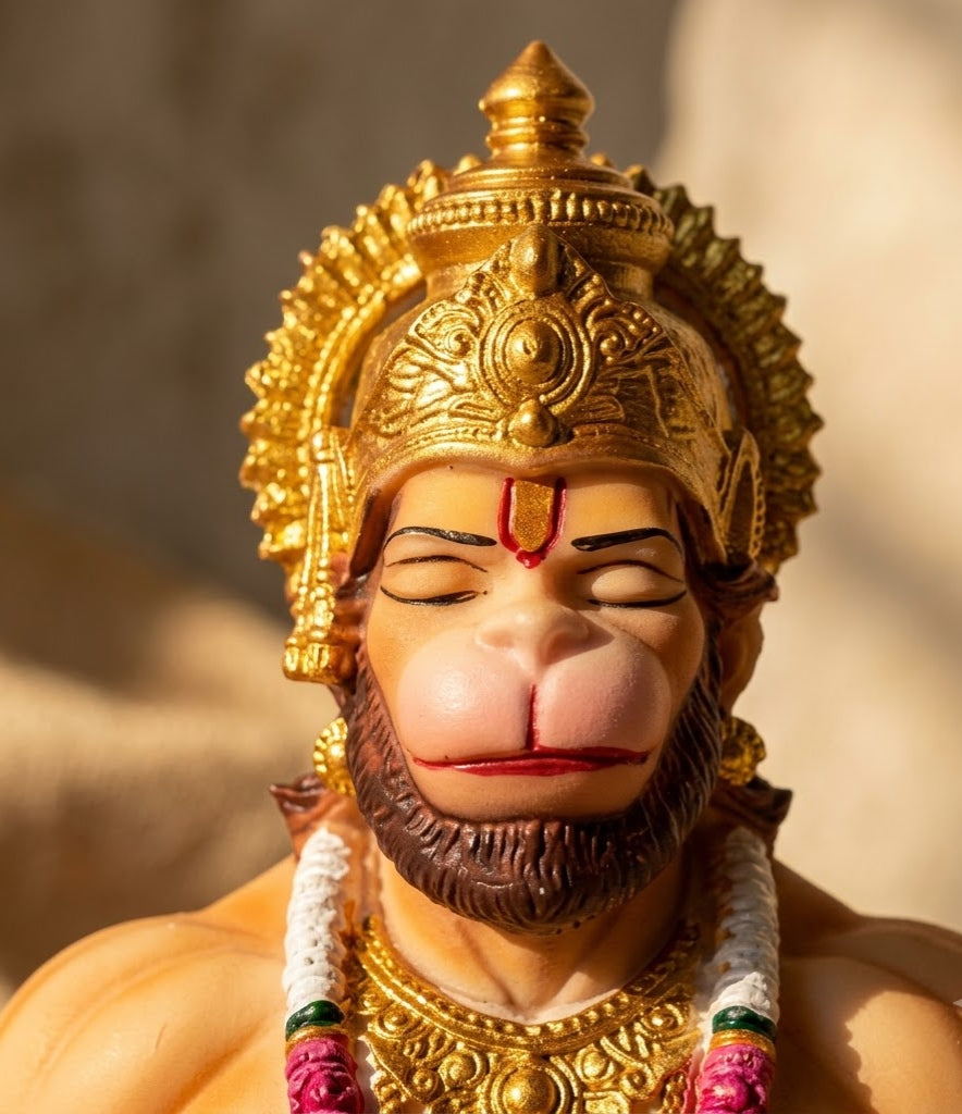 Meditative Hanuman Handcrafted Sacred Altar Idol