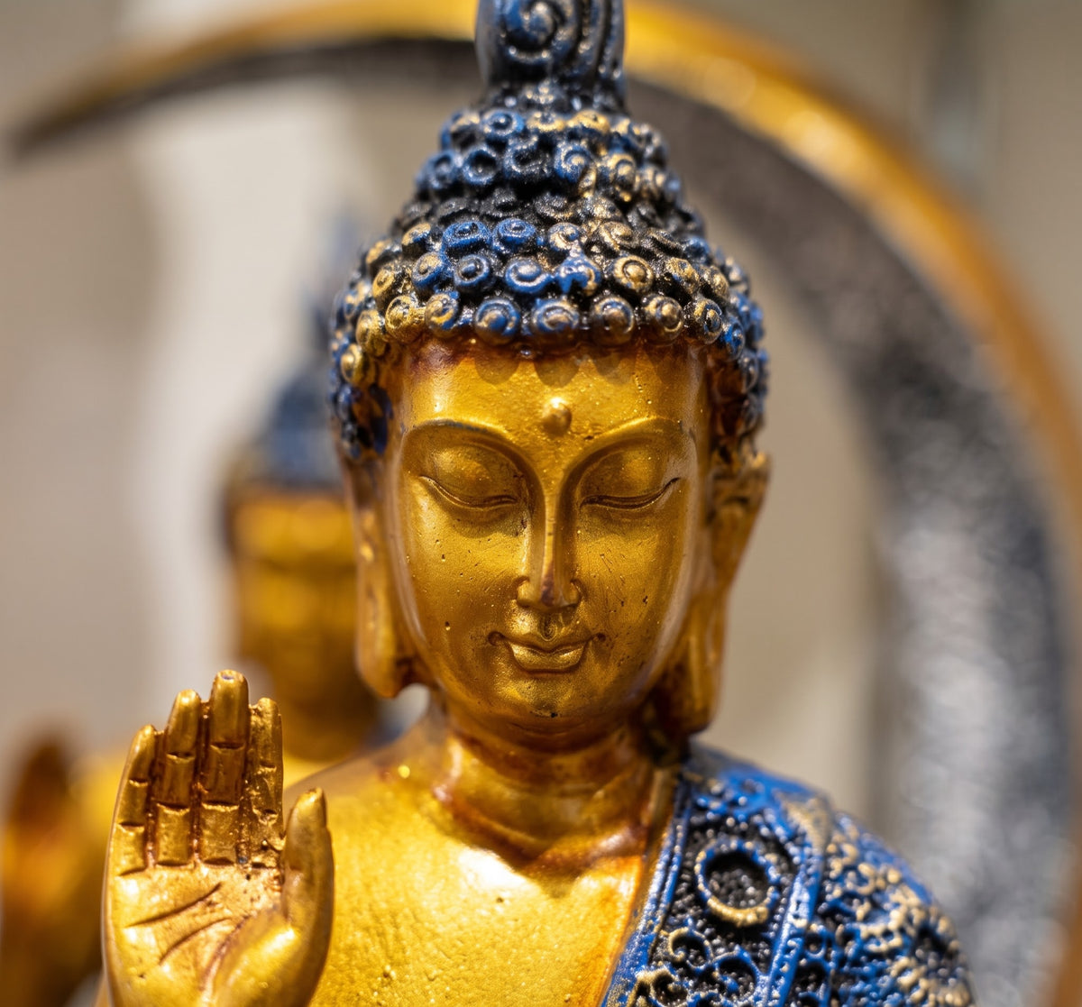 Crescent Serenity Buddha – Twilight Gold Edition - Living Room & Mandir Decor Placement | House of Mandana