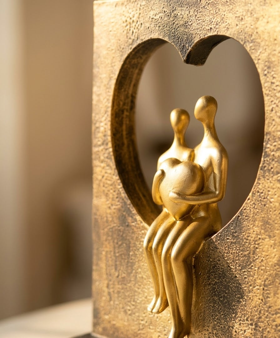 Heart of Gold Couple Romantic Harmony Sculpture
