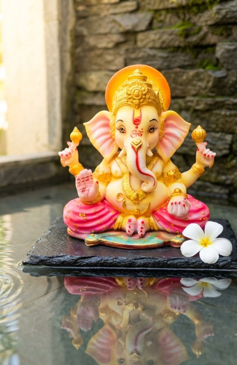 Rose Aura Ganesha Handcrafted Murti