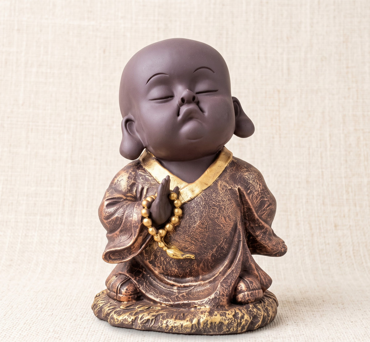 Tranquil Monk Blessing Bronze Meditation Statue