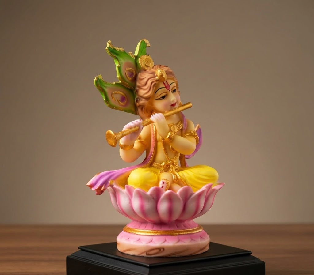 Little Krishna Blossom Handcrafted Lotus Altar Idol