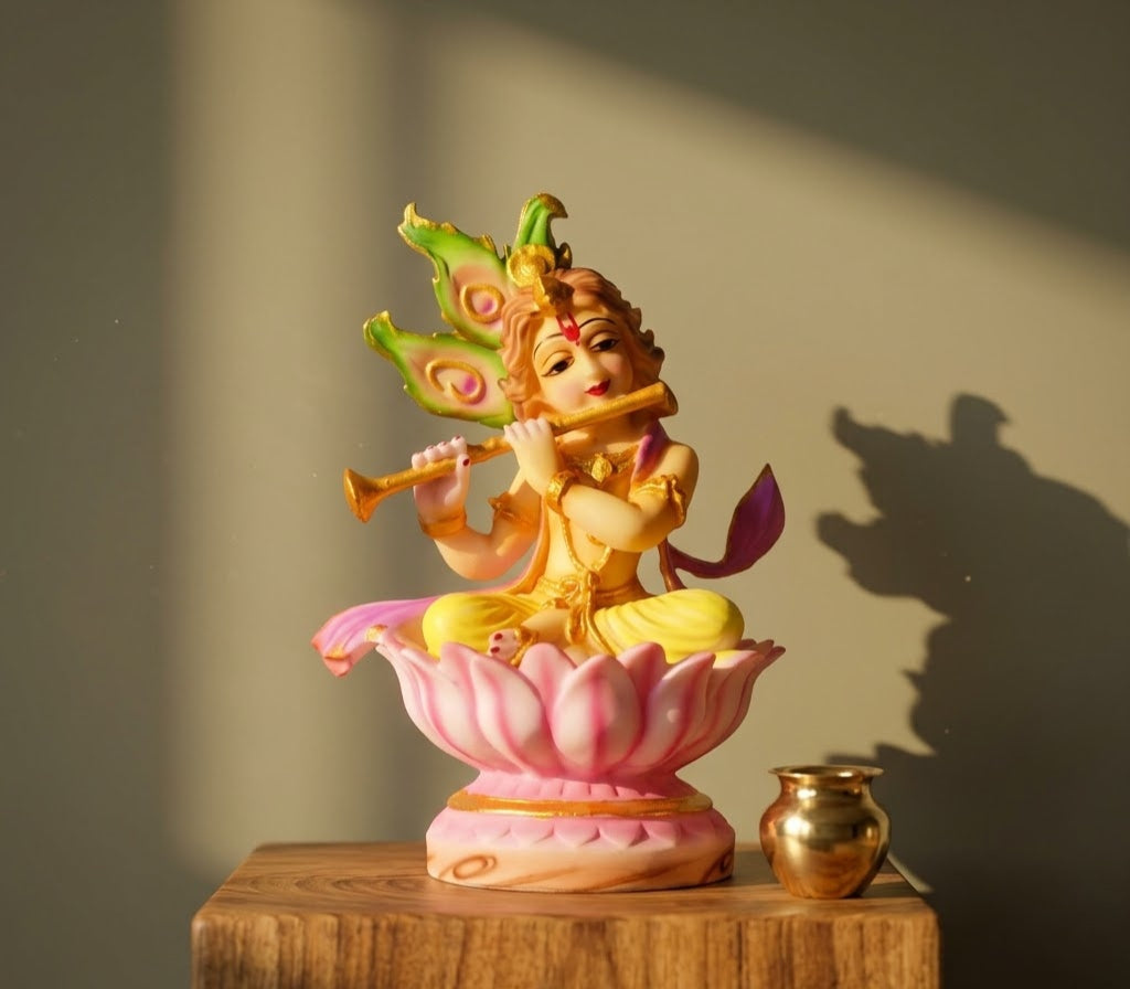 Little Krishna Blossom Handcrafted Lotus Altar Idol