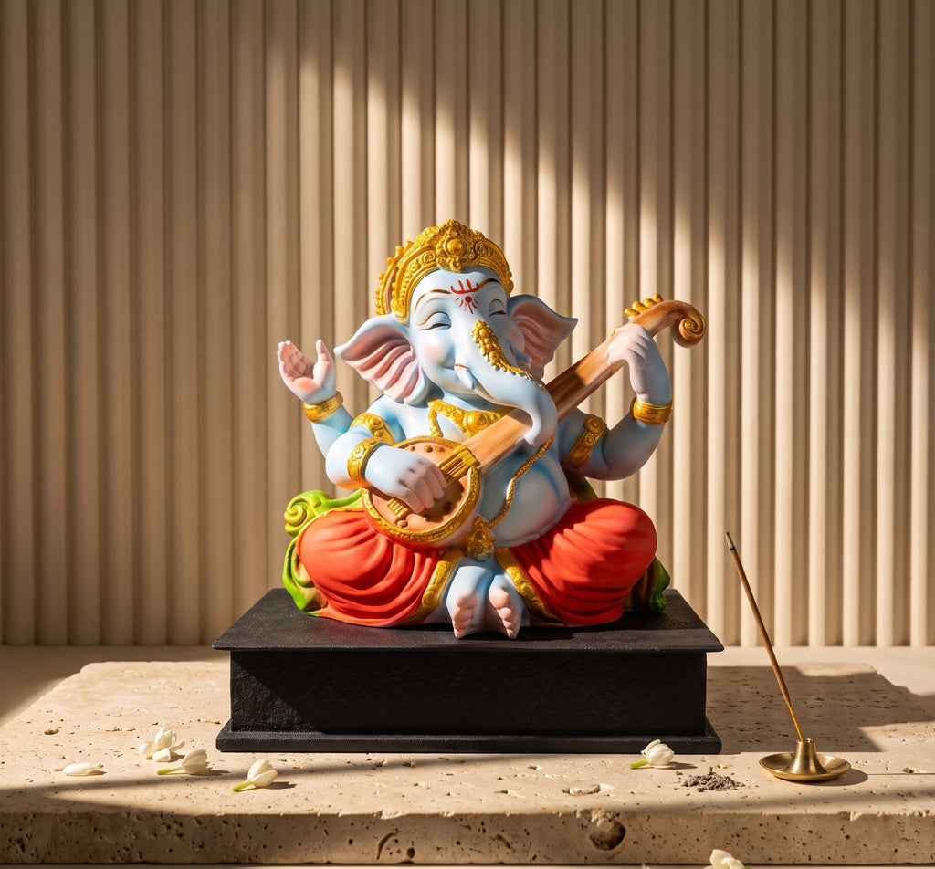 Swaram Ganesha Tabletop Musical Sculpture - Detailed Artisan View 5 | House of Mandana