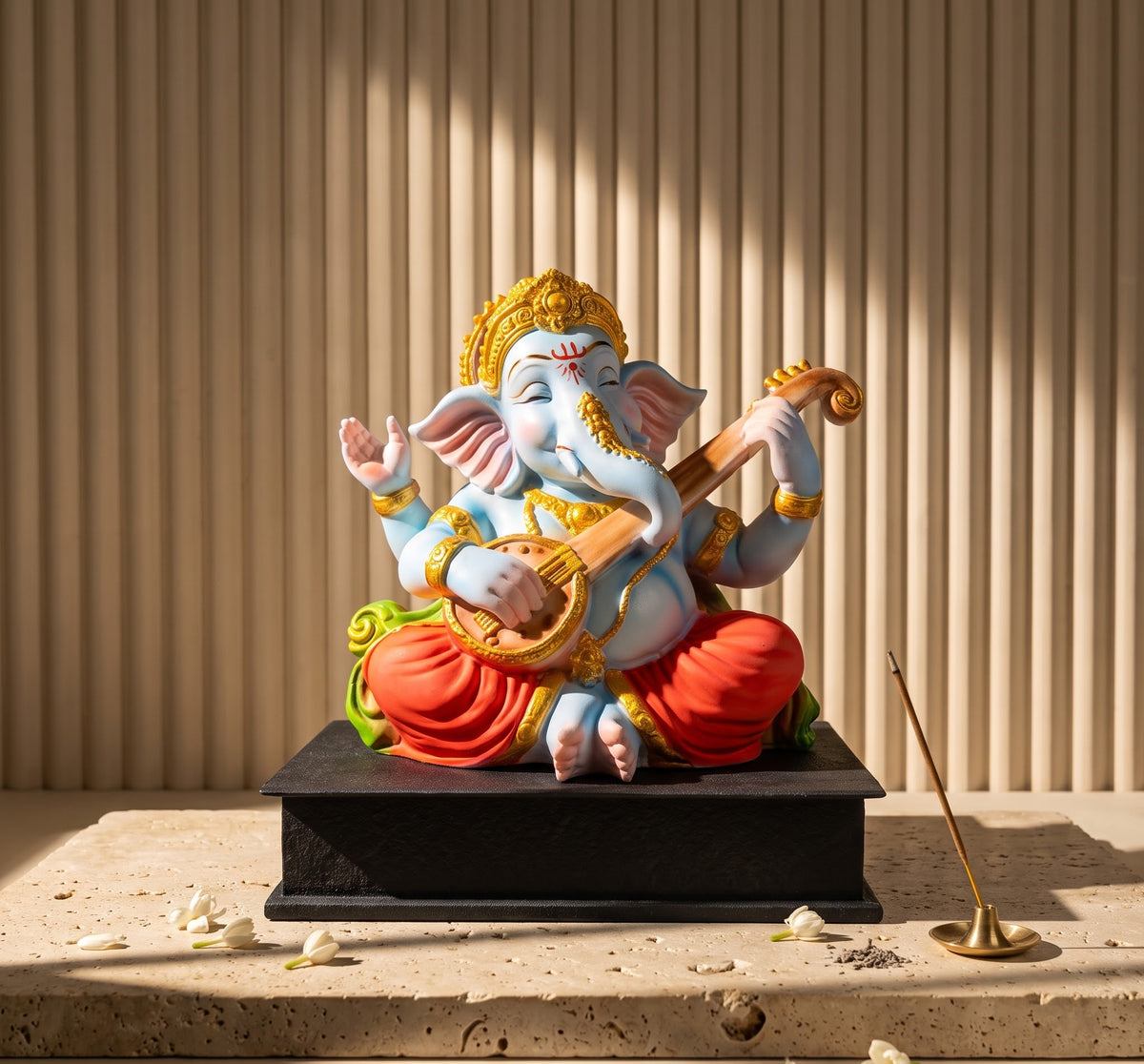 Swaram Ganesha Tabletop Musical Sculpture - Detailed Artisan View 5 | House of Mandana