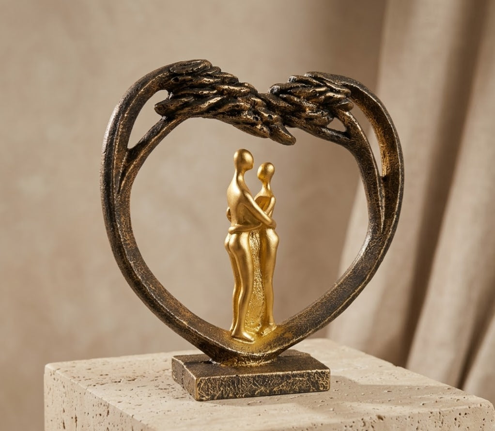 Eternal Bond Couple Heart-Framed Modern Sculpture